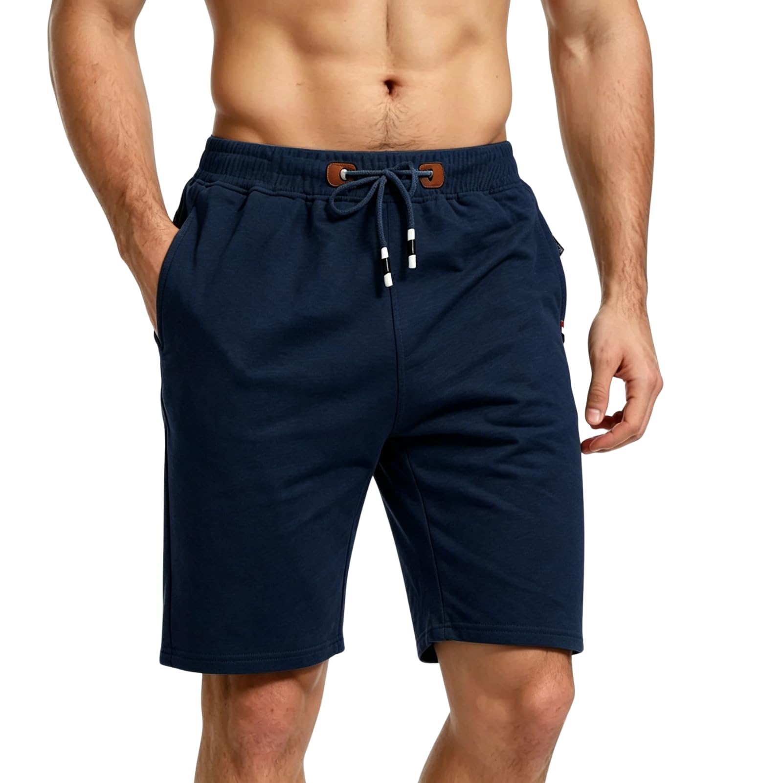 JFAN Short Homme éTé Casual Short Sport Bermudas avec Cordon et Poches à Zippées Pantalon Court