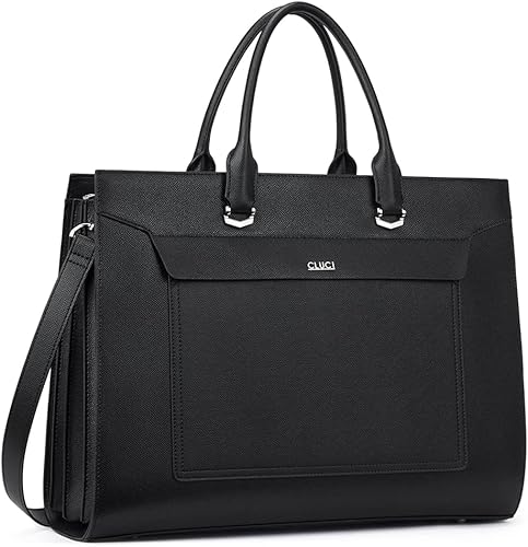 CLUCI Maletín para mujer, de cuero, portátil, de 15,6 pulgadas, para negocios, negocios, trabajo, computadora, bolsas de mano