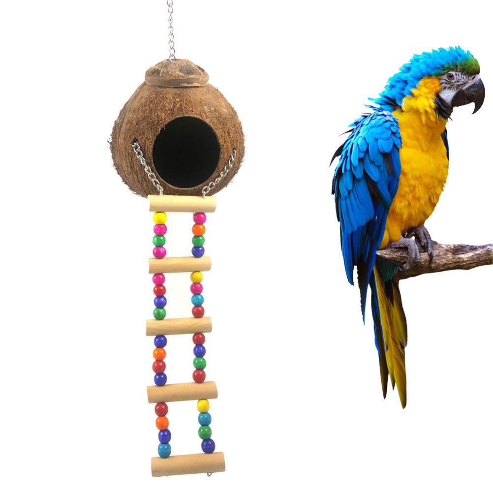 POPETPOP Nido di Uccello in Legno con Altalena da Arrampicata da Allenamento Stand da Gioco per cocorite di conuri Cockatiels Accessori Gabbia per Gabbie