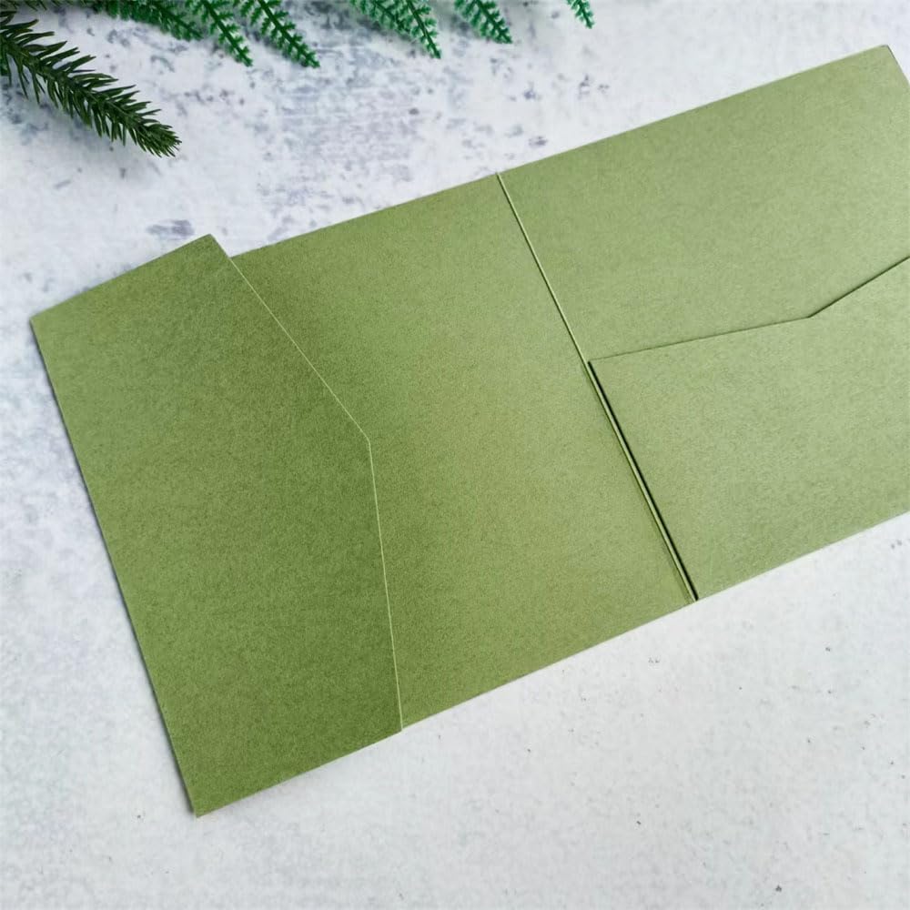 MillaSaw Verde oliva partecipazioni matrimonio biglietto d'invito 15x15cm copertura biglietto matrimonio 25 pezzi (verde oliva opaco)