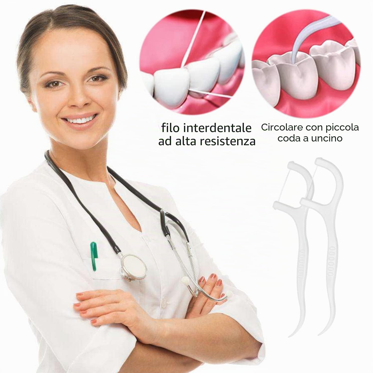 GeekerChip 100 Pezzi Filo Interdentale, Forcella, Plettri Igienico e Portatile, per Pulizia dei Denti, Perfetti per Famiglia, Hotel,Viaggi