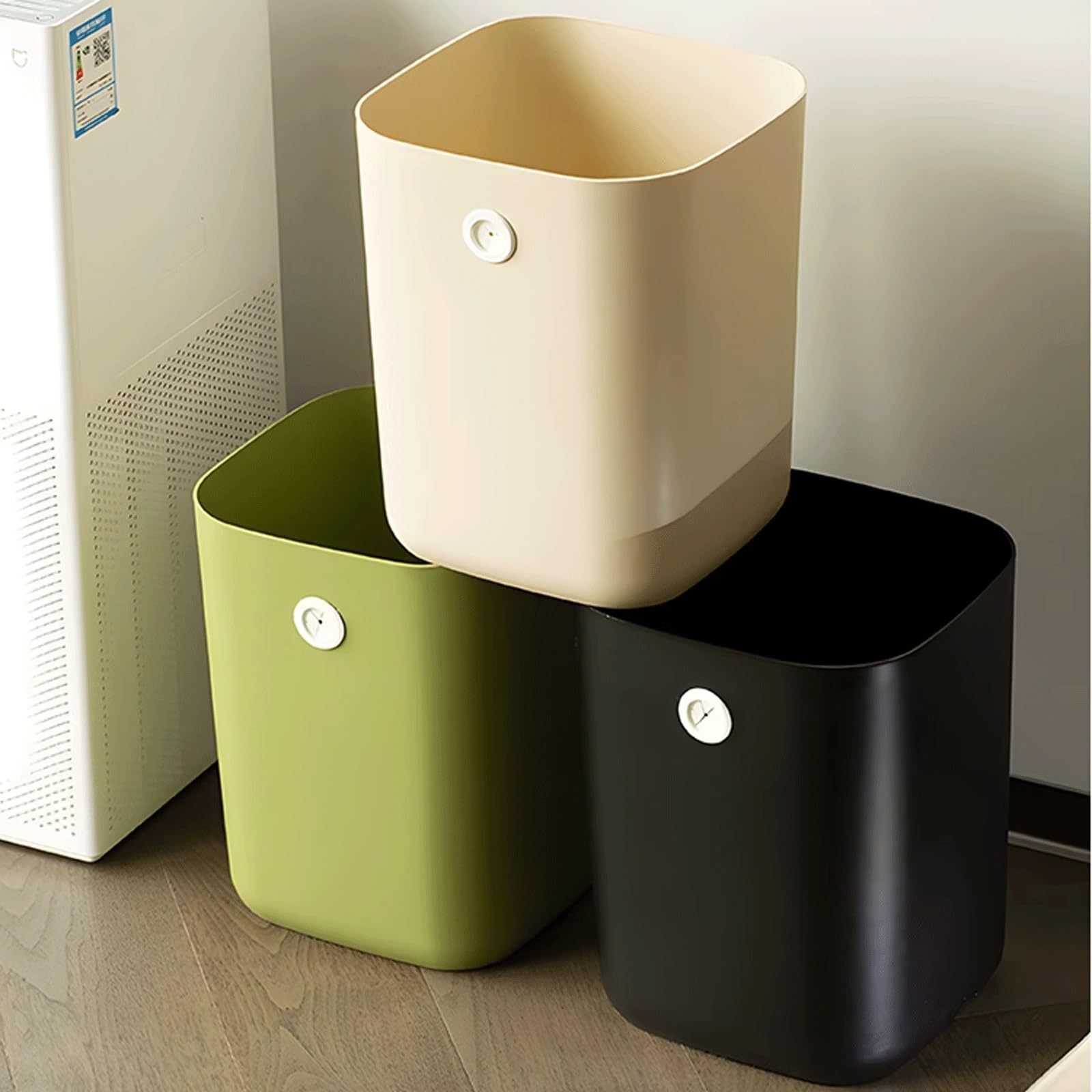 Cestino della spazzatura per uso domestico Soggiorno Cucina Bagno Camera da letto WC Ufficio Stoccaggio Barile Cilindro di stoccaggio Cestino carta rifiuti(Bianco,13L)