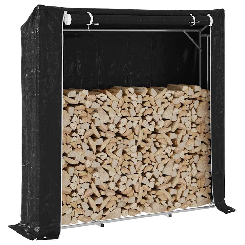vidaXL Leñero con Protector de Lluvia 200x40x200 cm Acero galvanizado, Almacenamiento de leña, Soporte para leña para Chimenea, Almacenamiento de leña para Interior