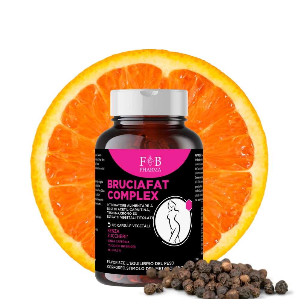 Brucia Grassi Potente e Veloce - Termogenico Dimagrante Forte Donna e Uomo - 120 Capsule | GARCINIA CAMBOGIA + L CARNITINA + FOSKOLINA + PIPER NIGRUM + CROMO PICOLINATO + ARANCIAO AMARO