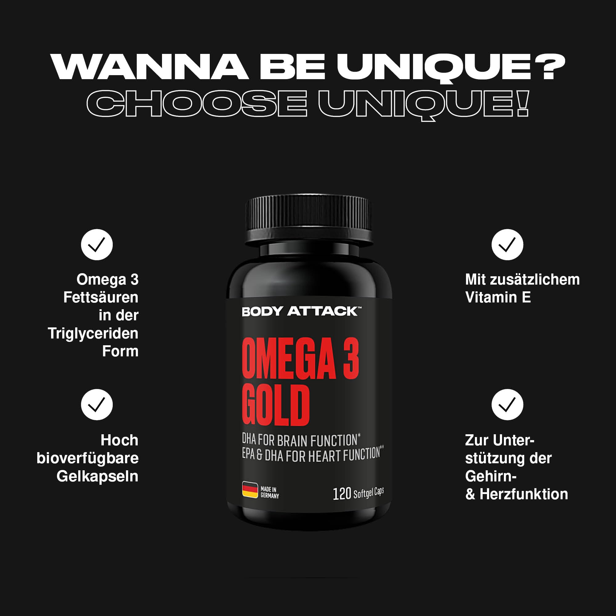 Body Attack Omega 3 Gold Softgel Kapseln