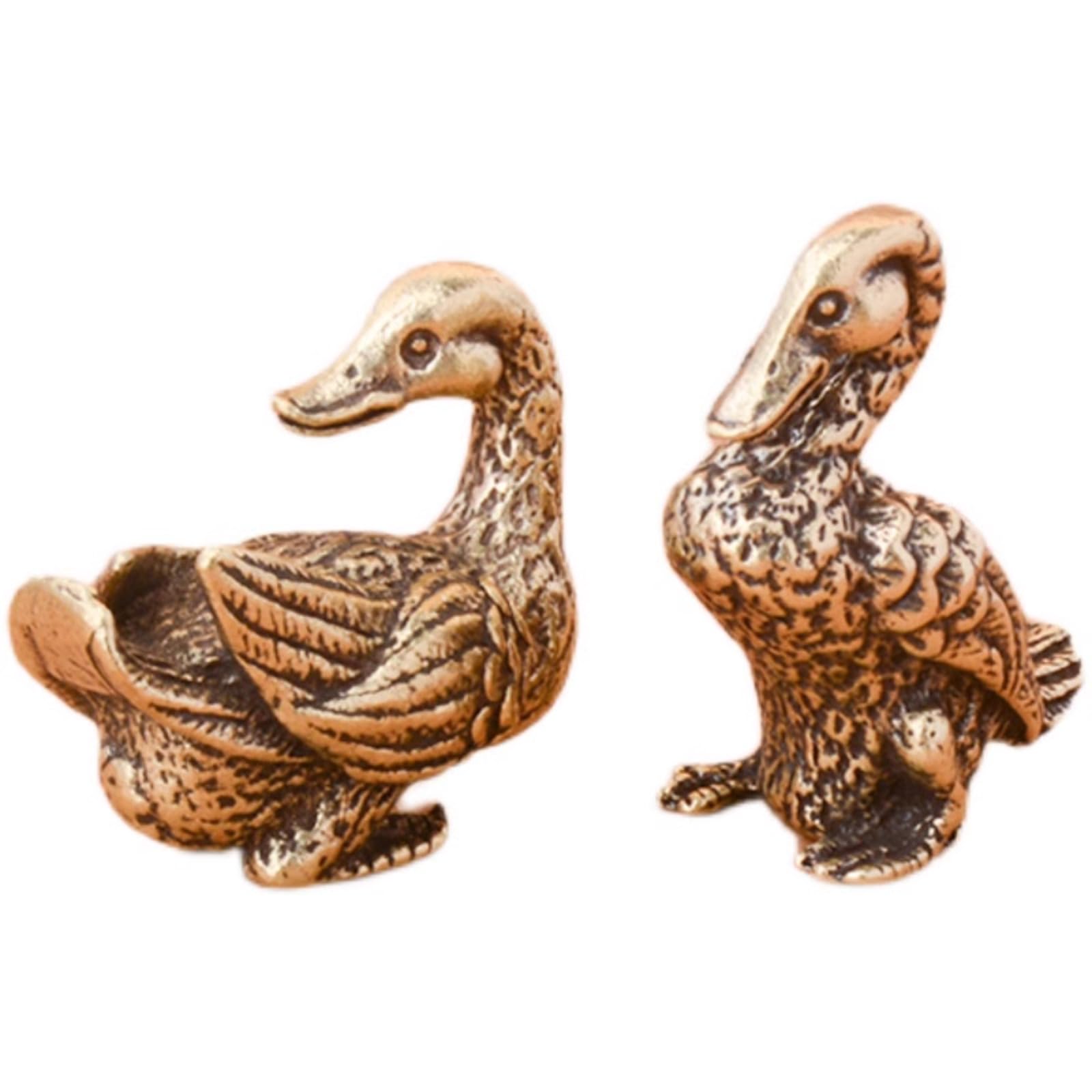 NGDFGR 2Pcs Brass Cute Duck Miniature Figurines,Copper Animal Lovers Goose Statue Sculpture Crafts Collection Office Home Study Desktop Ornament Bonsai Micro Landscape Sand Tabl