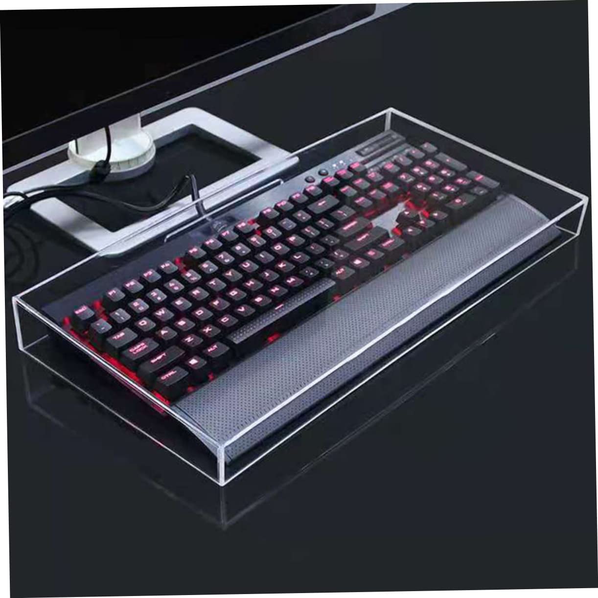 NUOBESTY Protection de Clavier Transparente en Acrylique Protège Éclaboussures et Saletés 470x235x55mm Couverture Anti-poussière Étanche pour Clavier Mécanique Bureau