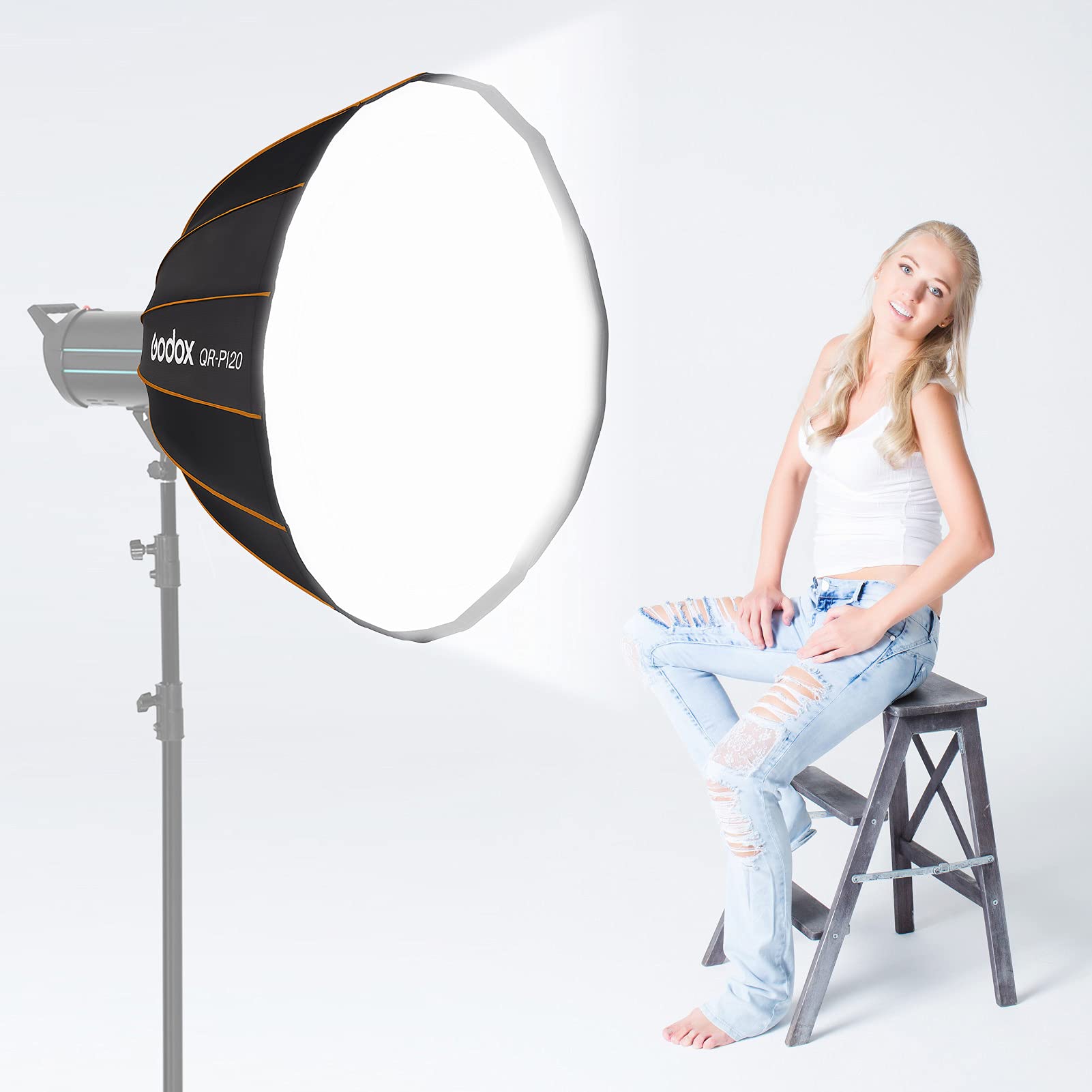 GODOX QR-P120 Professional Parabolic Softbox 120cm Difusor Bowens Mount con Bolsa de Transporte para fotografía de Estudio