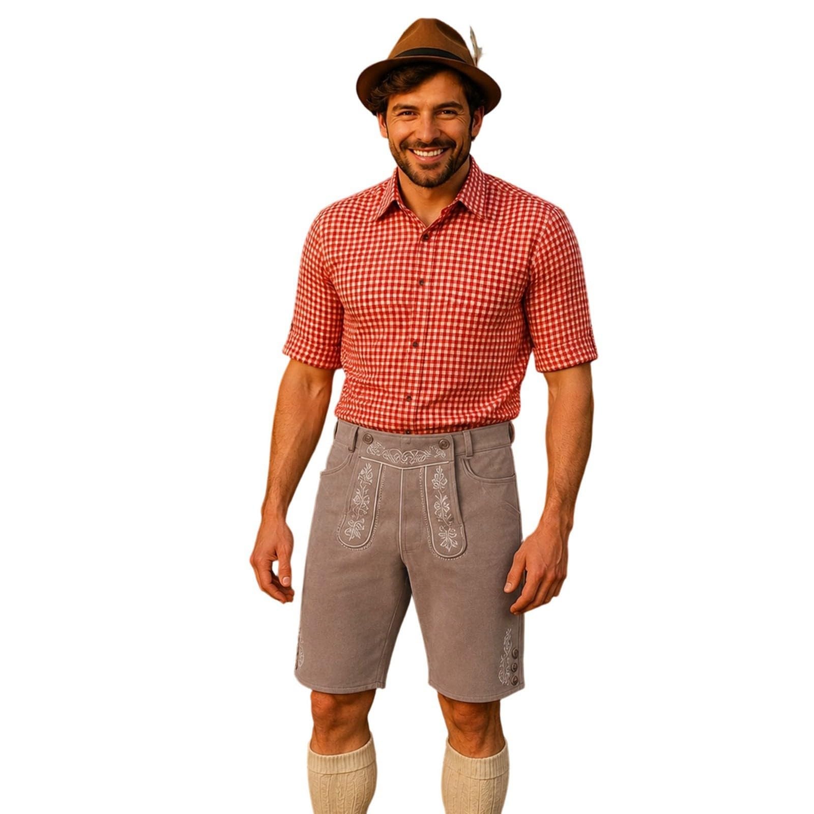 Generisch Elegante fiesta de cerveza caballero para actuaciones escénicas, eventos de fiesta, traje tradicional tradicional con pantalones de gamuza, sombrero de vaquero