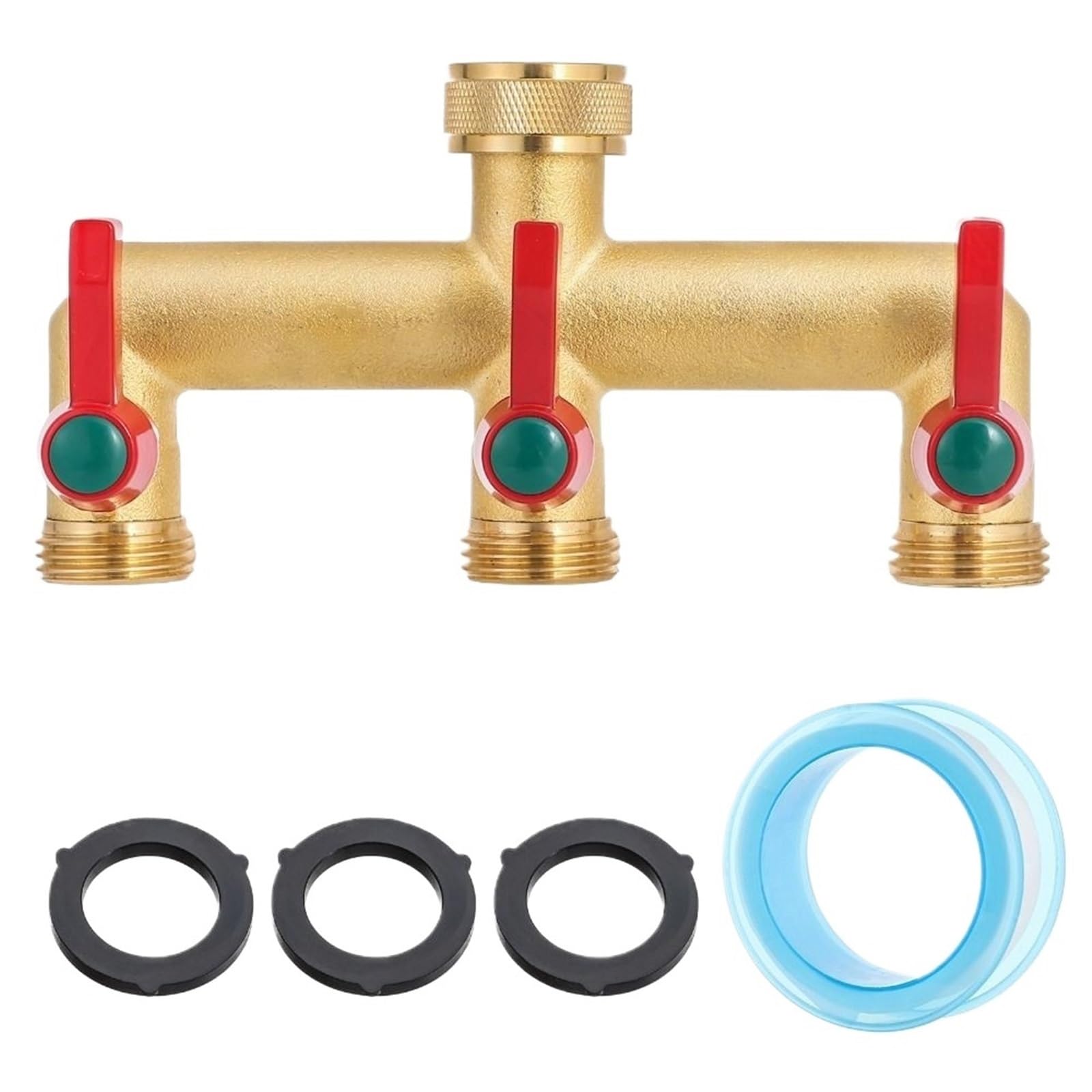 Maniglia di prolunga for Splitter for Tubo da Giardino in Ottone Inossidabile 304 con valvola a Y, Filettatura 3/4 GHT per Irrigazione Giardino(Gold-3 Way)