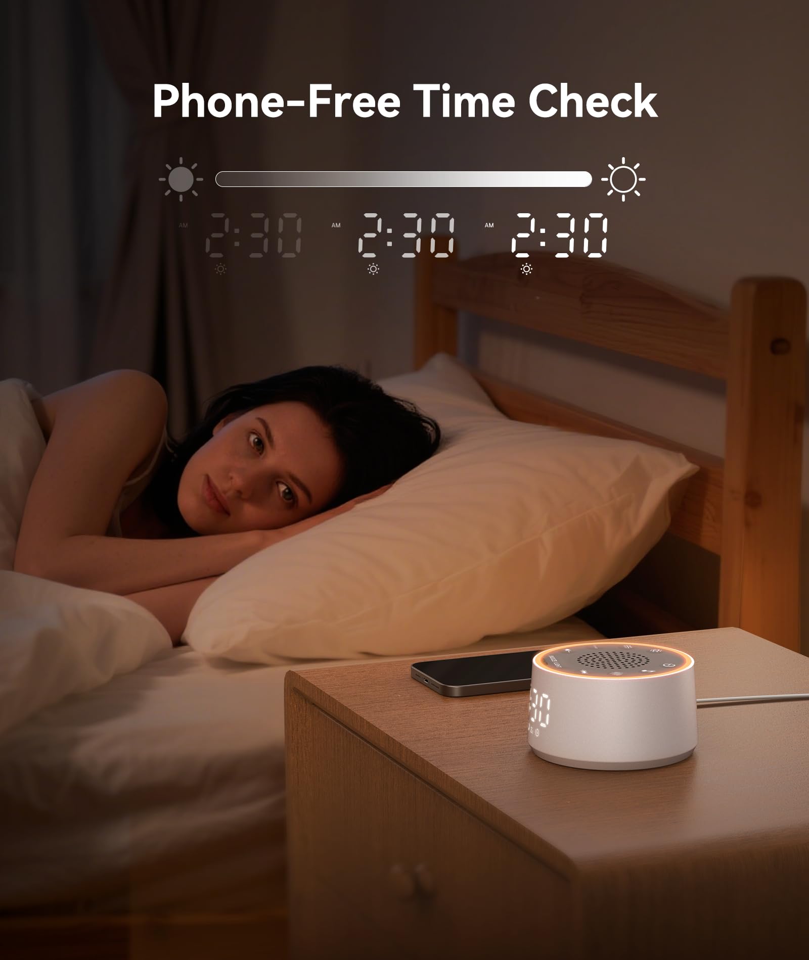 Dreamegg White Noise Machine mit Licht und Wecker, Weißes Rauschen Gerät für Erwachsene und Kinder, 25 Beruhigende Geräusche, 10 Farben Nachtlicht, Timer, Perfekt für Schlafzimmer & Kinderzimmer, USB