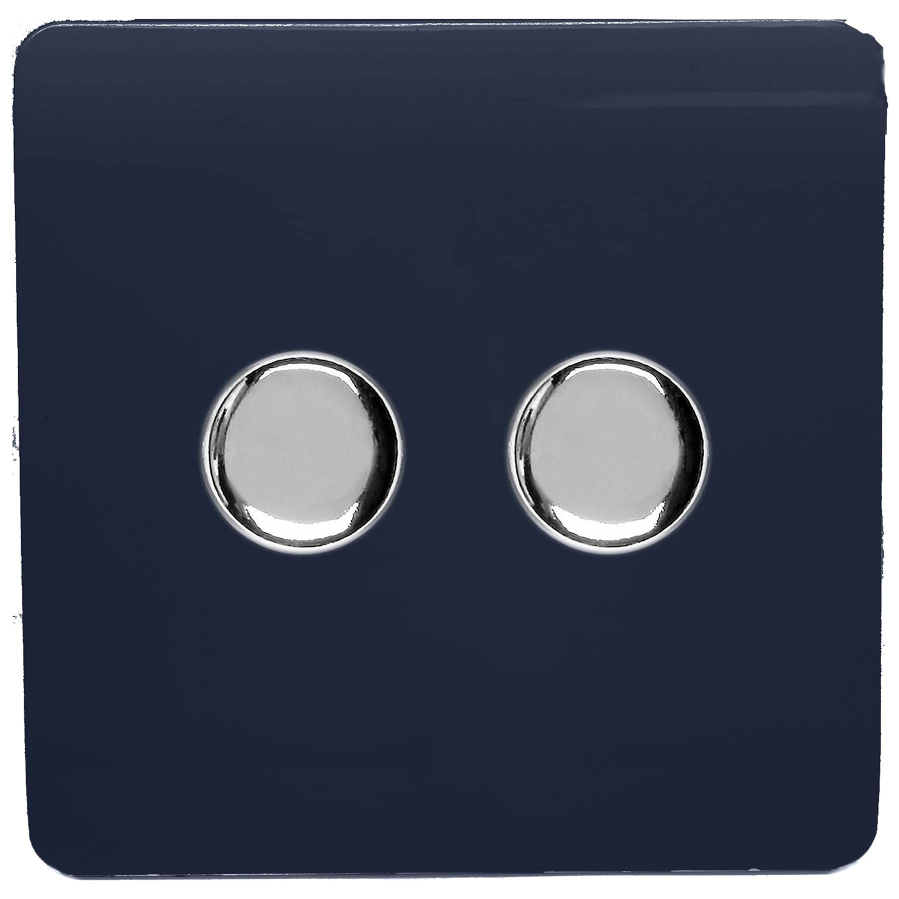 Trendi Artistic Modern Glossy Tactile 2 Gang 2 Way 120w LED Dimmer Switch Navy
