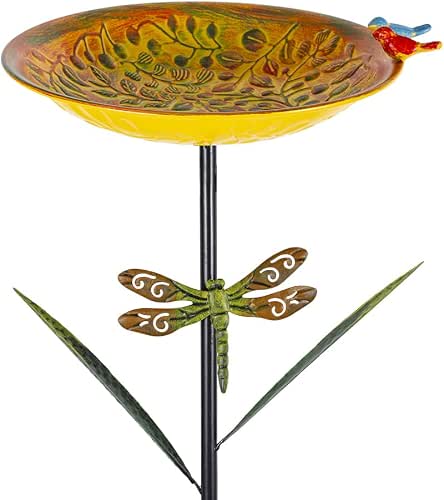 VEWOGARDEN 38" Tall Metal Bird Bath for Outside, Outdoor Bird