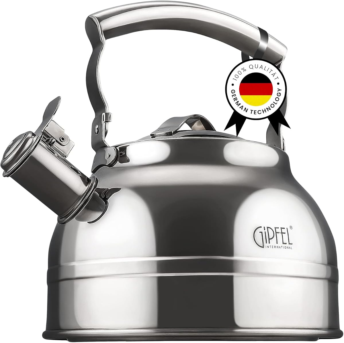 Whistling Tea Kettle Stovetop - Food Grade Stainless Steel Teapot for Stove Top with Ergonomic Handle for Gas, Induction, Electric Stovetops 2.3 Quart