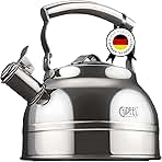 Whistling Tea Kettle Stovetop - Food Grade Stainless Steel Teapot for Stove Top with Ergonomic Handle for Gas, Induction, Electric Stovetops 2.3 Quart