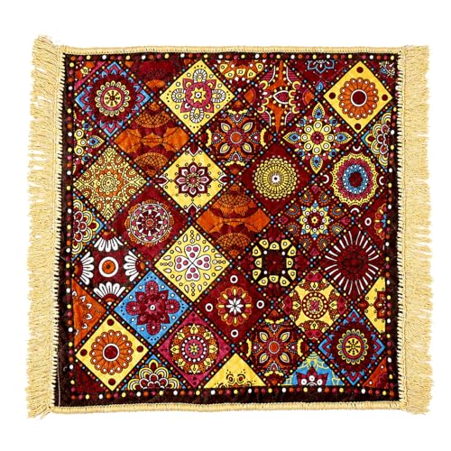 Image of BENAVJI Traditional Floral Printed Carpet Rug for Living Room | Soft Floor Mat with Decorative Tassel Border | Anti-Skid Multipurpose Area Rug for Bedroom, Hall & Home Decor Pack of 3