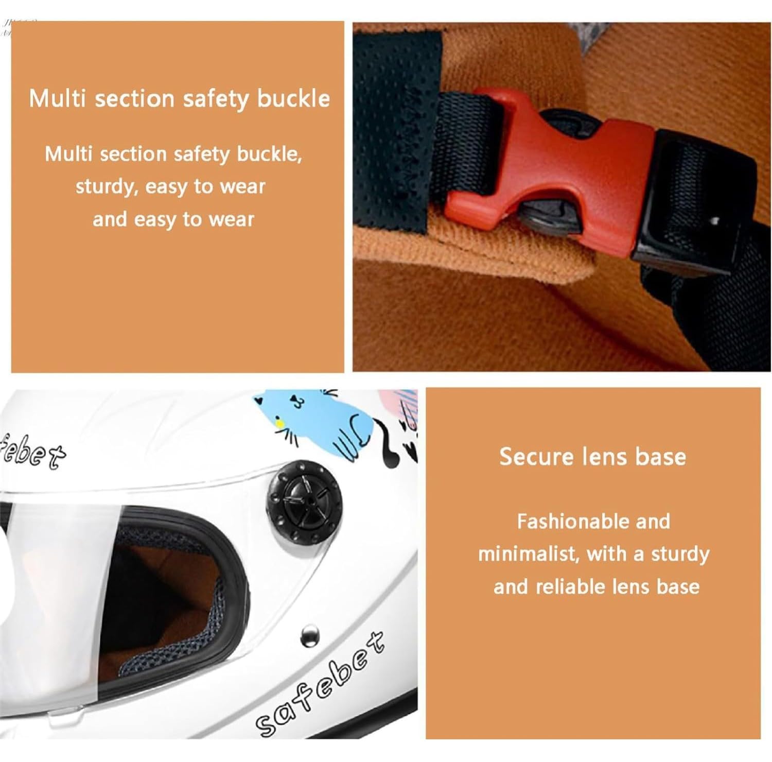 Kinder-Motorradhelm, Integralhelm mit Visier, geeignet für 2- bis 10-Jährige, süßer Cartoon-Helm für Jungen und Mädchen, alle Jahreszeiten D