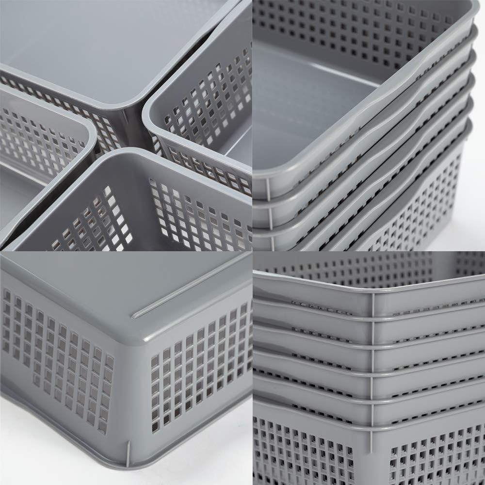 Plastic Organizing Baskets/Storage Tray Baskets,6-Pack,Gray - Image 3