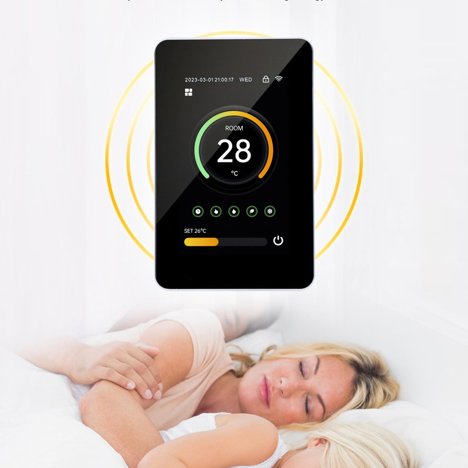 Marhynchus Termostato WiFi Inteligente Pantalla Táctil Digital Termostato de Calefacción por Suelo Radiante 100 a 250 VCA 3A Control de Aplicación Rango de Habitación de 41 a 158 F para Calefacción