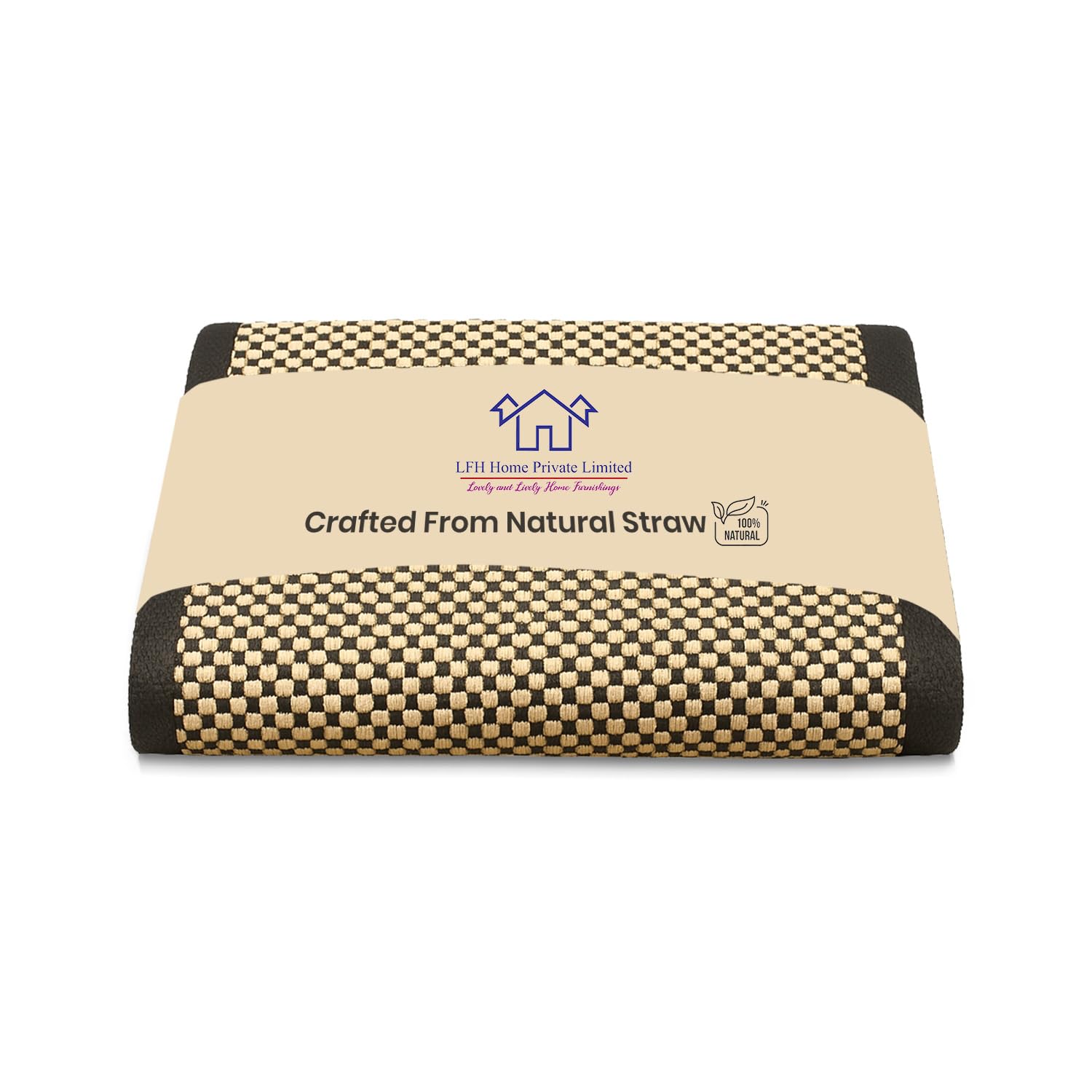 LFH Home Handmade Straw Yoga Mat For Exercise, Workout, Fitness - Perfect Heavy Quality Eco Friendly Natural Straw Reversible Yoga Mat for Men & Women