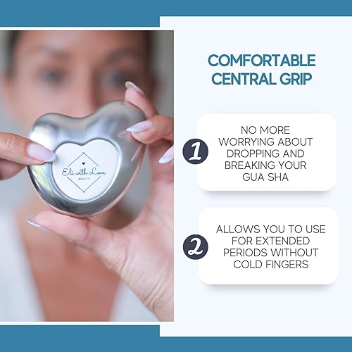 Miniatura 4 de Tablero avanzado de acero inoxidable Gua Sha GuaSha con estuche de transporte de silicona, herramientas faciales Gua Sha para el cuidado de la piel,