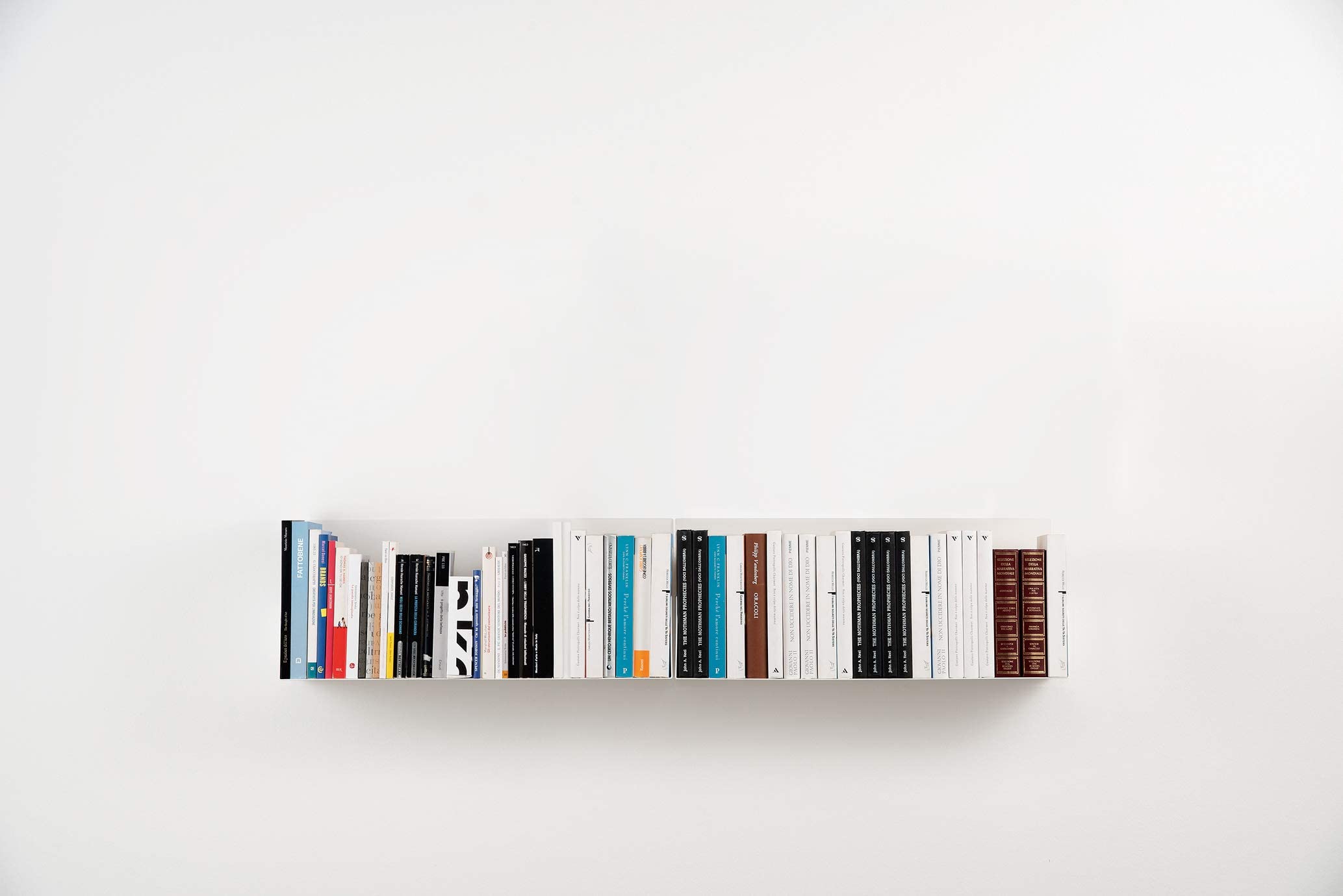 D-Segno - Mensola da muro in metallo, Libreria da parete, Kit di mensole di design, Libreria a muro porta libri, Mensola da parete, Librerie moderne design, Made in Italy (4, White)