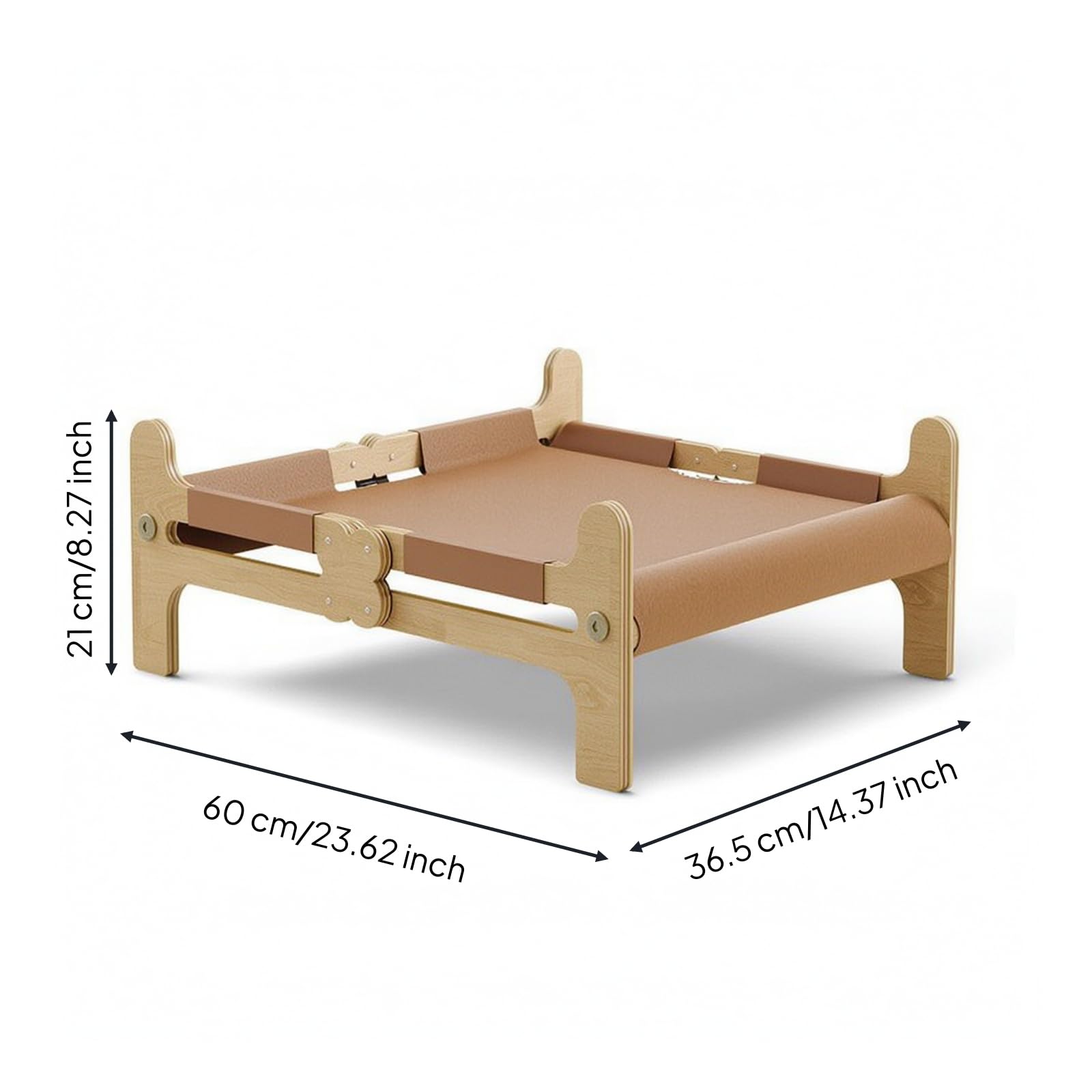 Jiuvaso Letto Rialzato per Gatti Letto Piattaforma Cuccia Amaca Riposo con Cornice in Legno Angoli Arrotondati Stabilità, Letto Per Animali Domestici In Legno Naturale