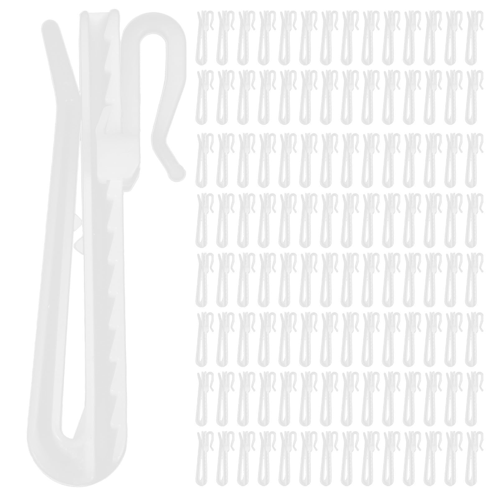 Ganci per Tende senza Bave in Plastica 100 Pezzi per Tende Bianco Angoli Arrotondati Ganci Regolabili Resistenti Design Semplice per Decorazione Casa