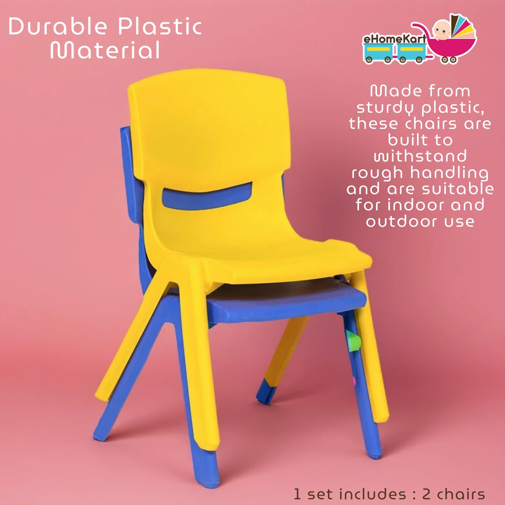 eHomeKart Baby Plastic Kids Chair Set - L33 X B31 X H51 CM (2 - Chairs) 3