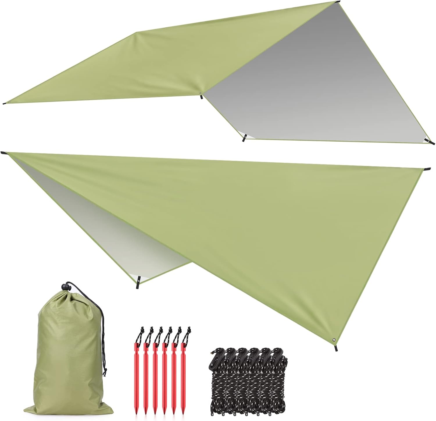 3m x 3m Hammock Rain Fly Tent Tarp, Large Waterproof Camping Tarp Shelter UV Protection