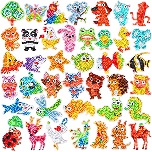 Goando 46Pcs Set 5D Diamond Painting Kits Stickers For Kids Gem Stickers For Girls And Boys Numbers Diamonds Arts And Crafts For Kids Ages 6-12 Diy Diamond Painting Children's Day Gift #TOP28