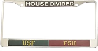 South Florida (USF) + Florida State (FSU) House Divided Split License Plate Frame [Silver - Car/Truck] - ID#27846