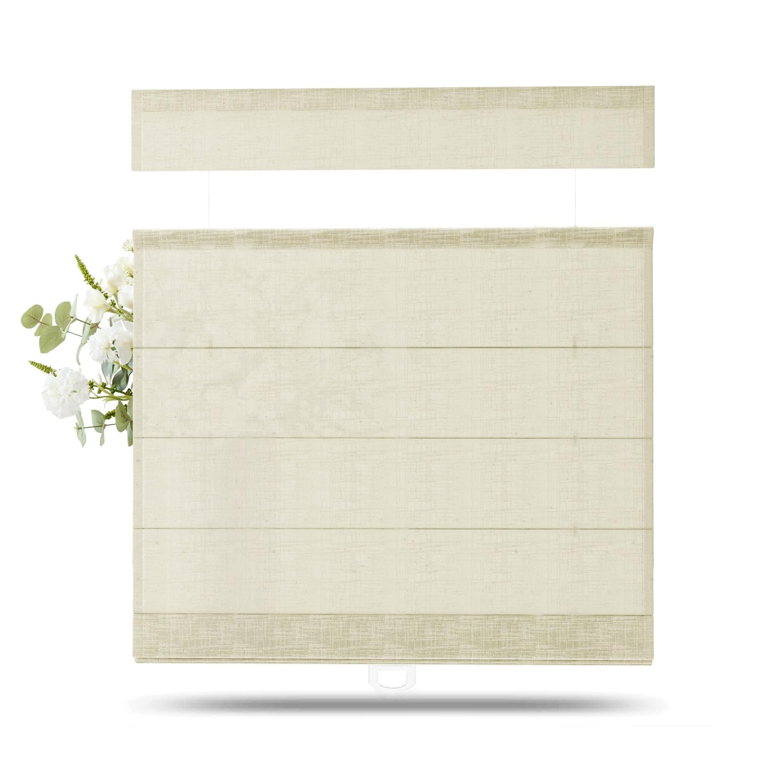 TWOPAGES Liz Linen Top Down Bottom Up Roman Shades for Windows, Light Khak