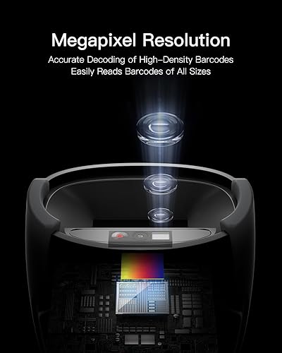 Miniatura 3 de Inateck Escáner inalámbrico de código de barras 2D Bluetooth, escáner QR de megapíxeles con receptor de datos de base de carga, 2 baterías