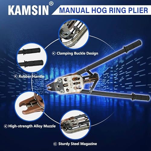 Woodpecker C50 11 Gauge Manual Snap Ring Plier 1-1/2-Inch Crown Fencing Tool Hog Ring Plier Hog Ring Gun 13-14Mm Closure Diameter Manual C Ring Stapler For Wire Cages, Mattress, Gabion (C50) #TOP1
