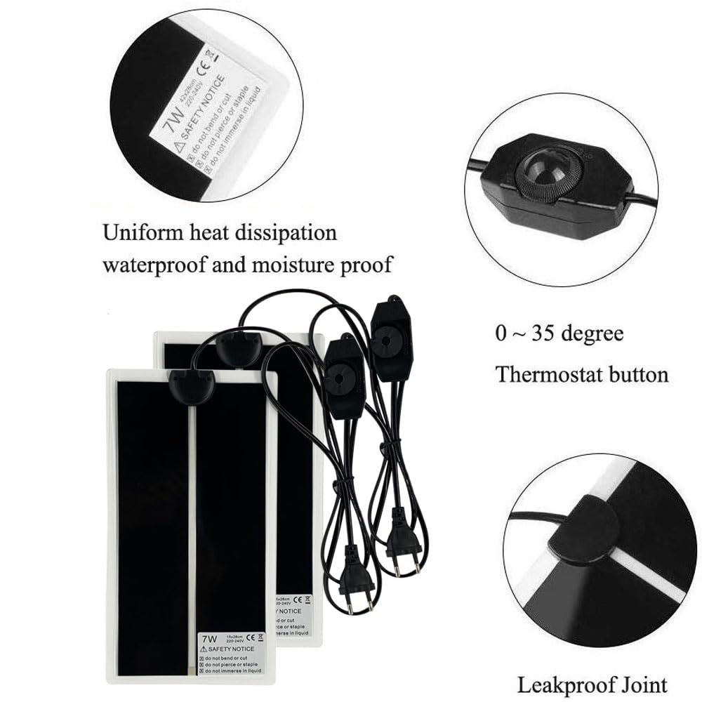 Manta Calefactora para Reptiles, 2 PIEZAS Almohadilla Térmica para Reptiles con Temperatura Ajustable para Reptiles Tortuga Serpientes Lagartos Geckos -Tapetes Térmicos para Terrarios(28x15CM) - 4