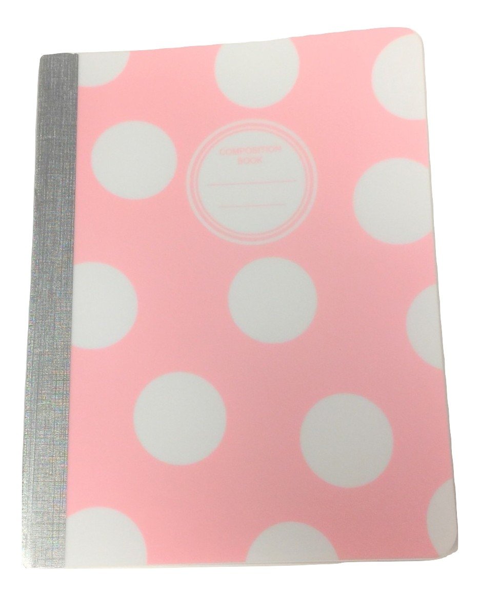 Studio C Carolina Pad College Ruled Poly Cover Composition Book ~ Pattern Play (Pink Polka Dot; 7.5" x 9.75"; 100 Sheets, 200 Pages)