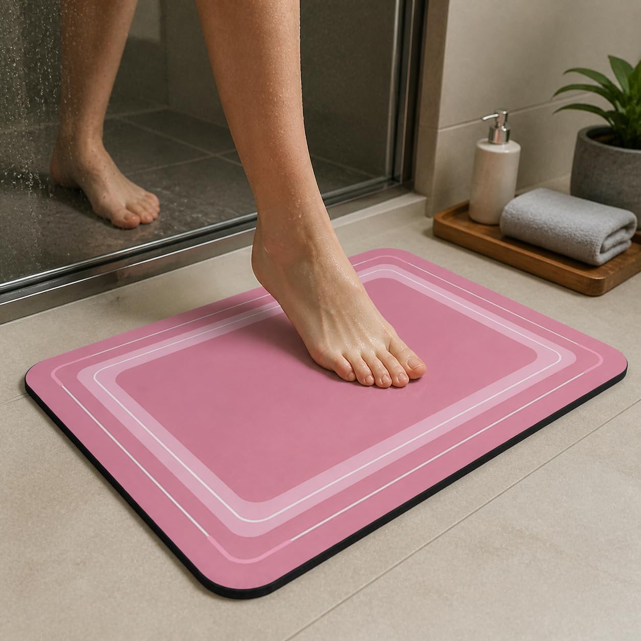 Tapis Bain Diatomée Séchage, Marron crème, 80x120cm