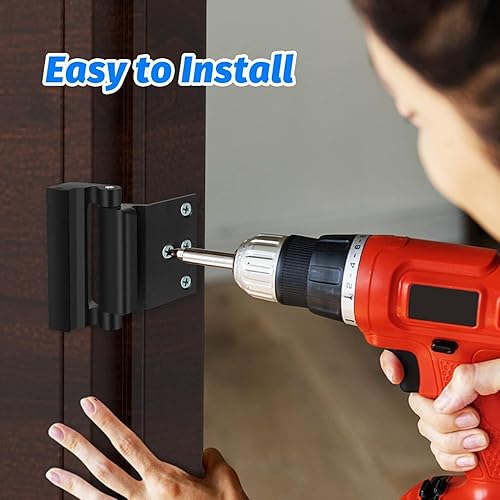 Miniatura 7 de Fcicarn Cerradura de puerta interior reforzada, mejora la seguridad de tu hogar con un tope de acero de 3 pulgadas que soporta 800 libras de fuerza,