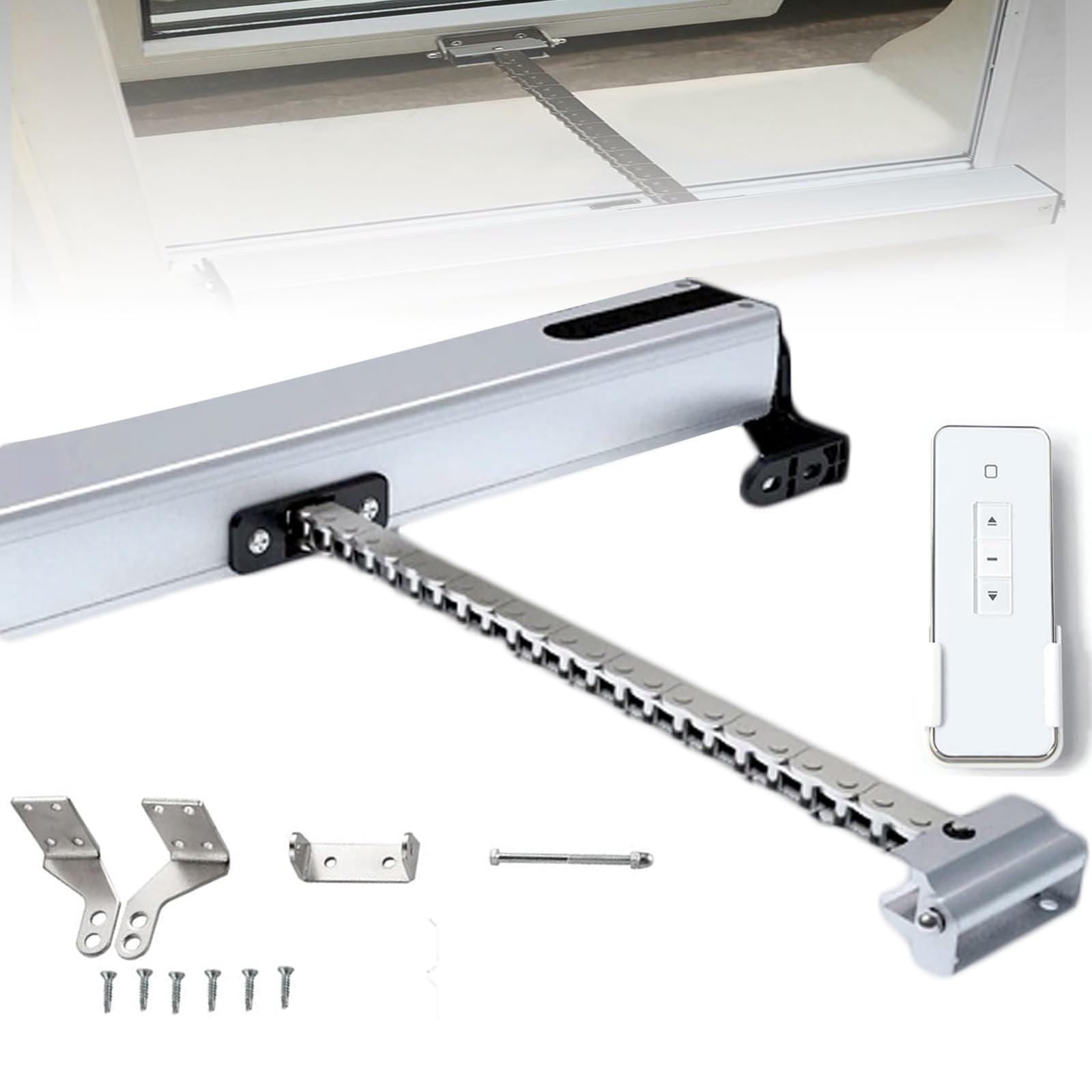 24V Electric Window Opener with Remote & Rain Sensor - 500mm/600mm Stroke Automatic Opener/Closer for Skylight, Casement, Top/Bottom Hung Windows,500mm
