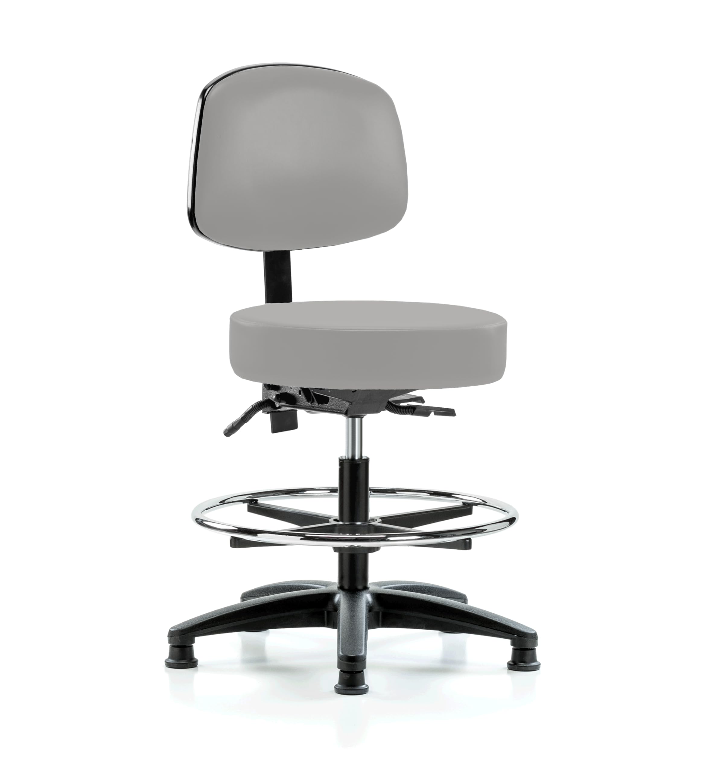 Perch Exam Stool with Foot Ring, Glides, 20.75-28.75", Grey
