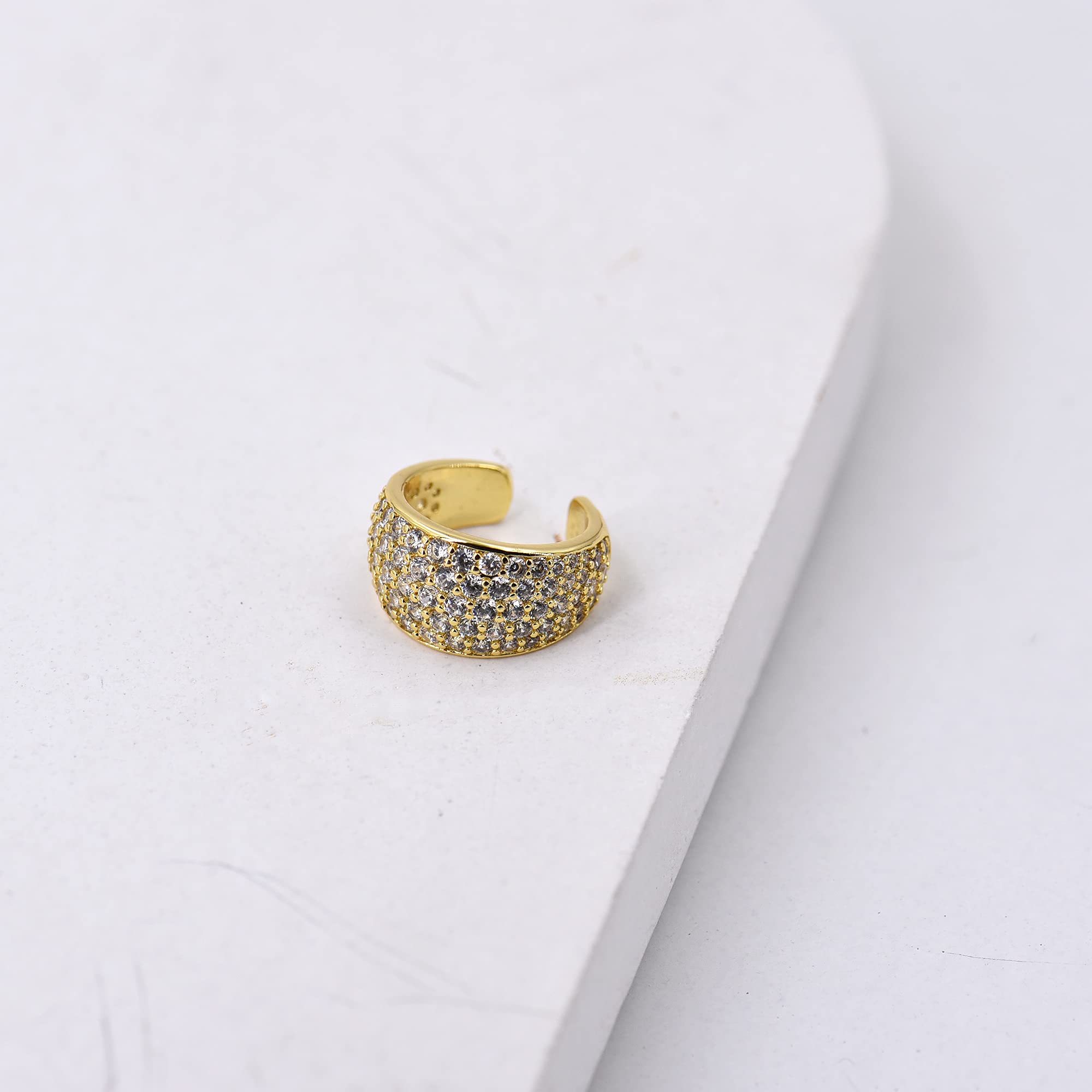 Dicke Diamant-Ohrmanschette | breite goldene Manschette ohne Piercing | klobige Knorpelmanschette Ohrwickel | dicke CZ-Gold-Ohrmanschette Gold Creolen