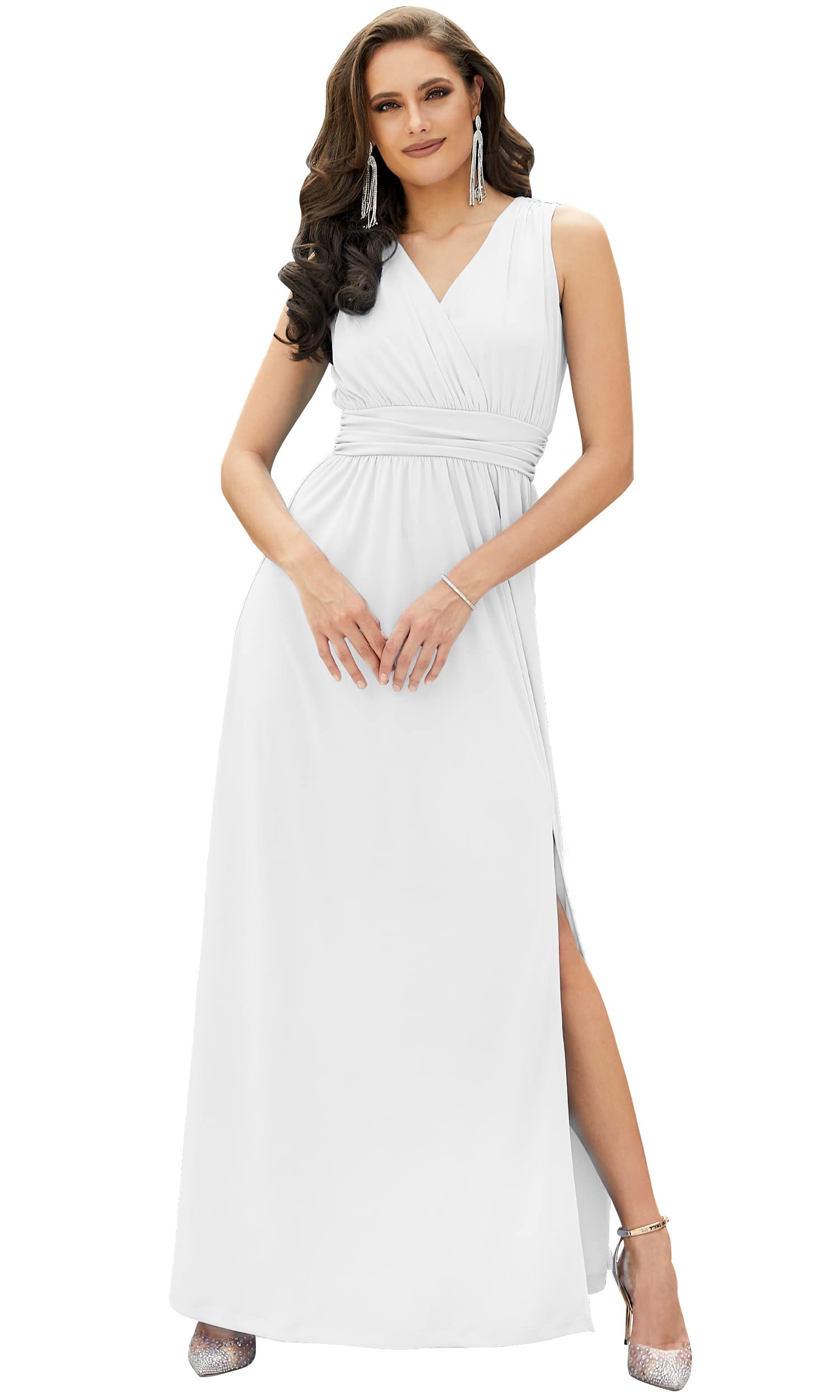 KOH KOH Womens Long Sleeveless Bridesmaid Cocktail Evening Maxi Dress