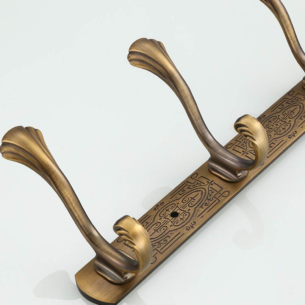 ZHOUXIAO Appendiabiti in Metallo Rustico Rack Montati a Parete 3-6 Ganci, Cappotto Agriturismo Vintage Intagliato Cappotto Gancio per Salotto Appeso Cappotto Cappello Asciuga gold-3hooks