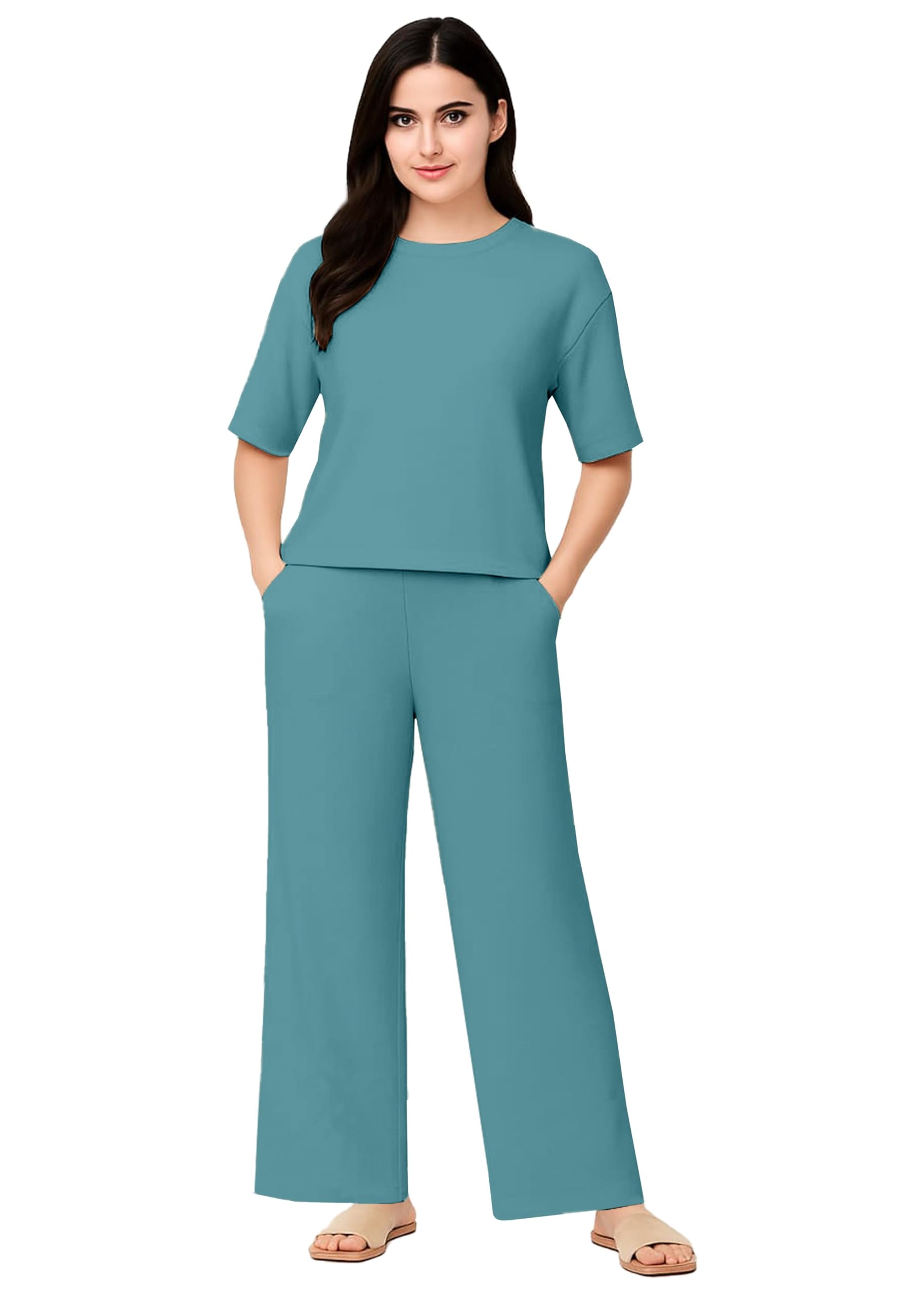vivex Womens Casula Co-Ord Set| loungewear|2 Pices Set|Sleep Wears|Top And Pant Set-picture-32