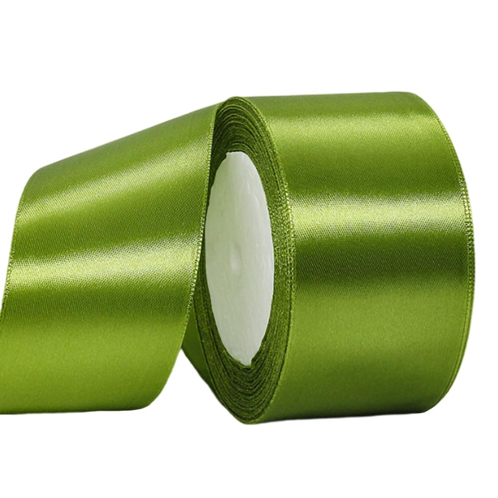 Wide Army Green Ribbon 50mm Satin Ribbons for Gift Wrapping,22m 1.9Inch Silk Thick Wrapping Ribbon Green for Crafting,Christmas,Wedding Car,Hair Bows,Bouquets,Party,Cake Decoration