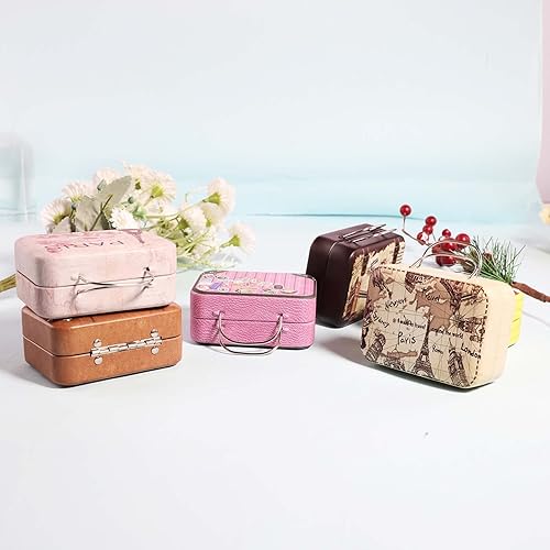 Miniatura 6 de 6 cajas de lata con tapas, pequeñas cajas de dulces, recuerdos de fiesta, cajas de maleta con asa para decoraciones de boda temáticas de viaje