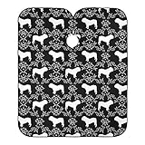 Cabo de peluquería Inglés Bulldog Silhouette Florales Blanco y Negro Impreso Capas de corte de pelo, babero de afeitar para el salón de casa y peluquería