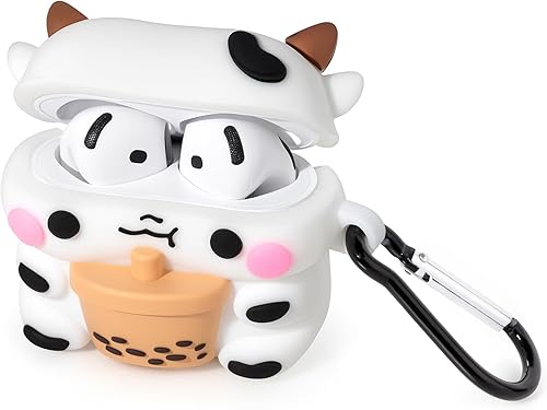 Miniatura 10 de Mouzor Bonita funda para Airpods 2 funda para Airpods 2 divertida funda de animales de dibujos animados 3D de PVC suave protección completa a prueba