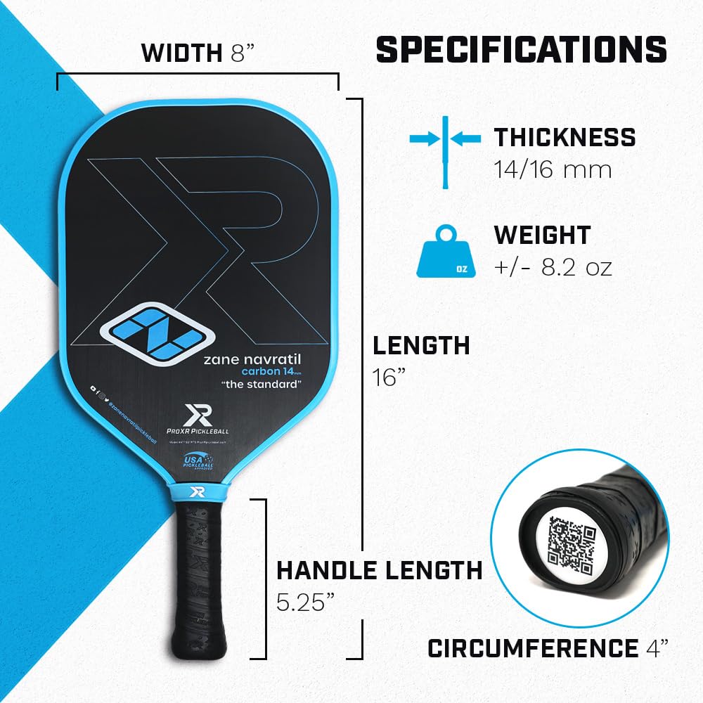 ProXR Zane Navratil ピックルボールパドル Amazon | ProXR Zane Navratil 「The Standard」カーボン